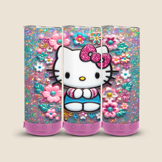 Glitter Hello Kitty 20 oz Pink Bluetooth Speaker Tumblers